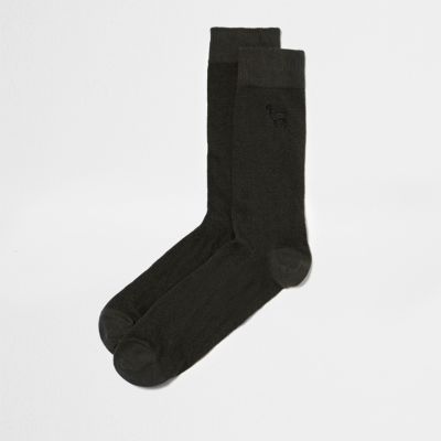 Green stag icon socks